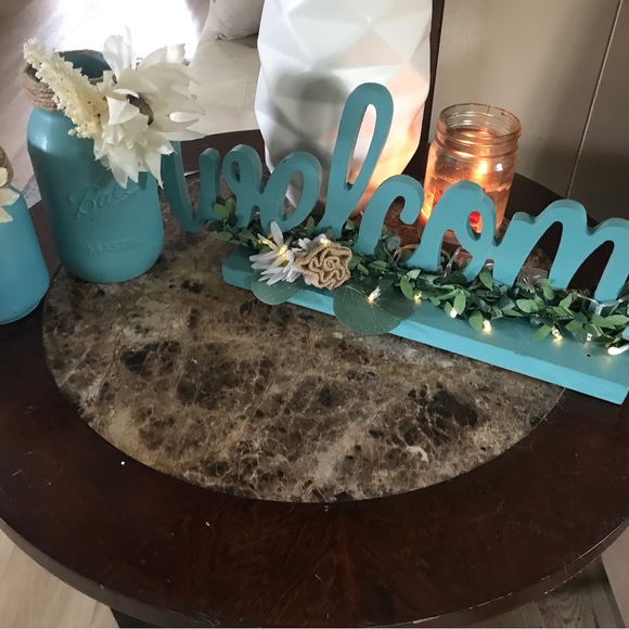 Decorative Handmade Wooden Lighted Welcome Sign with Matching Mason Jars - Picture 2 of 5